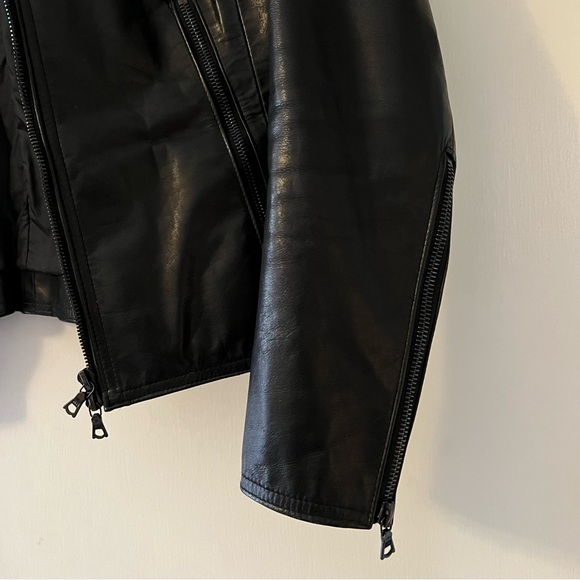 M0851 Black Fitted Leather Jacket - Picture 5 of 14